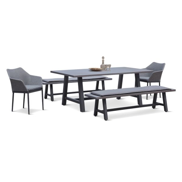 Commons Tailor 5 Piece Bench Dining Set HL-COM-SL-5BDS-CON-SIL
