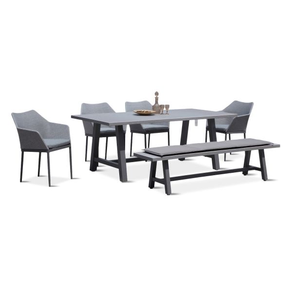 Commons Tailor 6 Piece Bench Dining Set HL-COM-SL-6BDS-CON-SIL