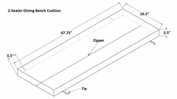 CUSHION COVER - 2-Seater Dining Bench Cushion HL-CVR-2DB