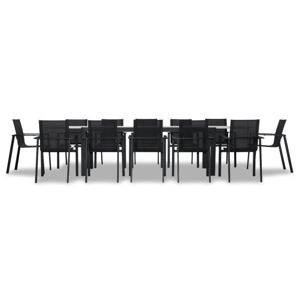 Lift 13 Piece Extendable Dining Set - Black/Black/Concrete HL-LIFT-BK-13EDS-BK-C