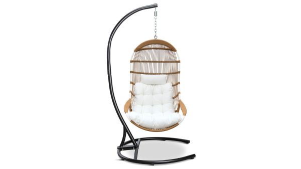 Tiburon 2 Piece Hanging Chair Set - Textured Slate/Black Stand HL-TBN-DS-2SW-PB