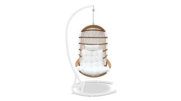 Tiburon 2 Piece Hanging Chair Set - Textured Slate/White Stand HL-TBN-WT-DS-2SW-PB