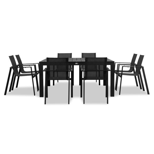 Lift Classic 8 Seat Square Dining Set - Black/Black LIFT-BK-SET561
