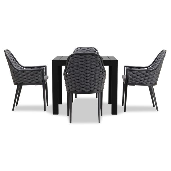 Parlor Classic 4 Seat Square Dining Table - Black PAR-BK-SET510