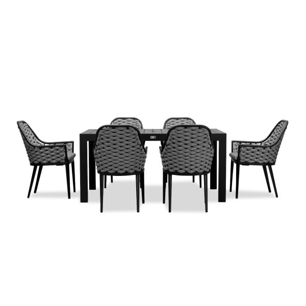 Parlor Classic 6 Seat Rectangular Dining Table - Black PAR-BK-SET533